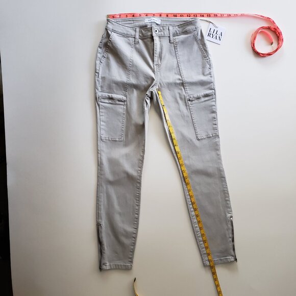 LILA RYAN Size 6 Khaki Gray Military Patch Pocket Skinny Pants NWT - Picture 12 of 14